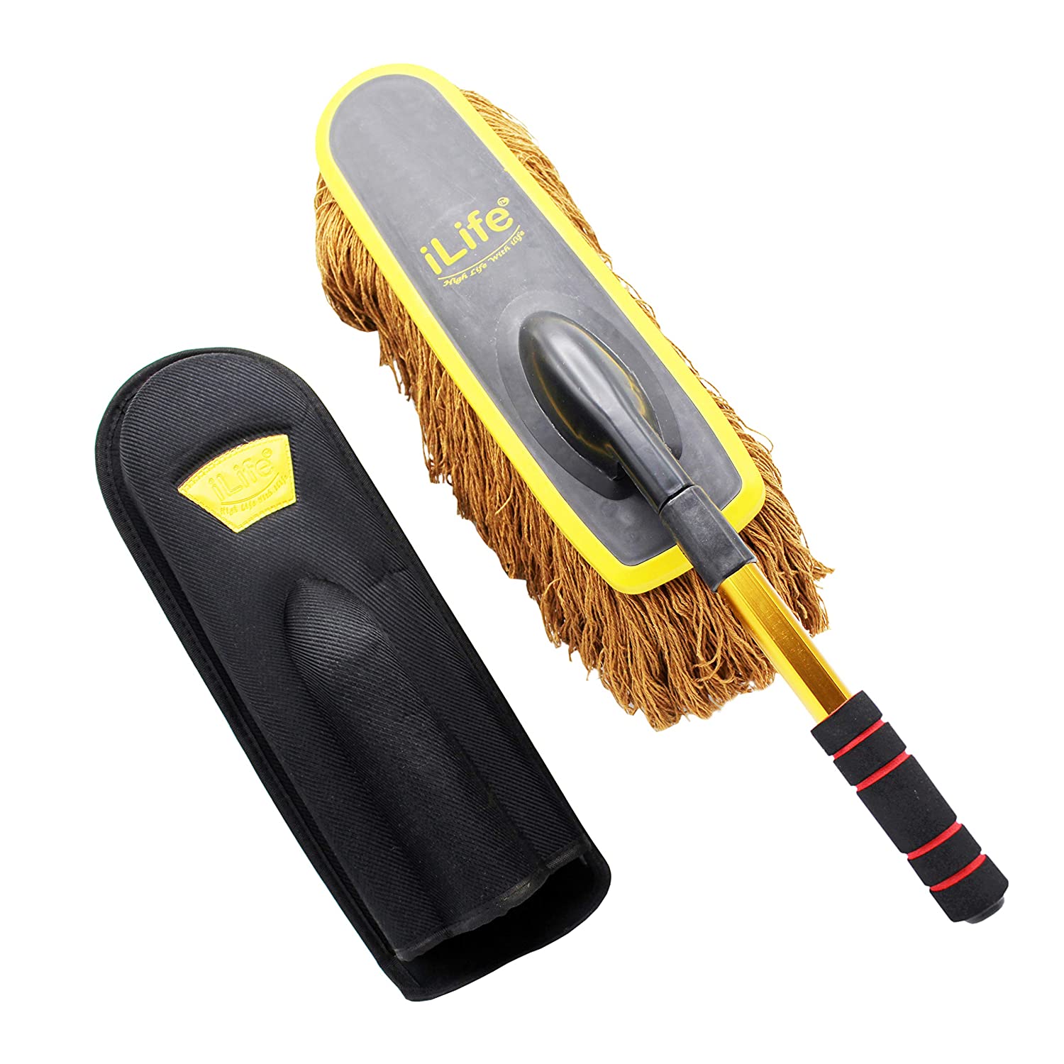 iLife Super Soft Microfiber Car Dash Duster Brush for Car Cleaning Home Kitchen Computer Cleaning Brush Dusting Tool with Case (Yellow)