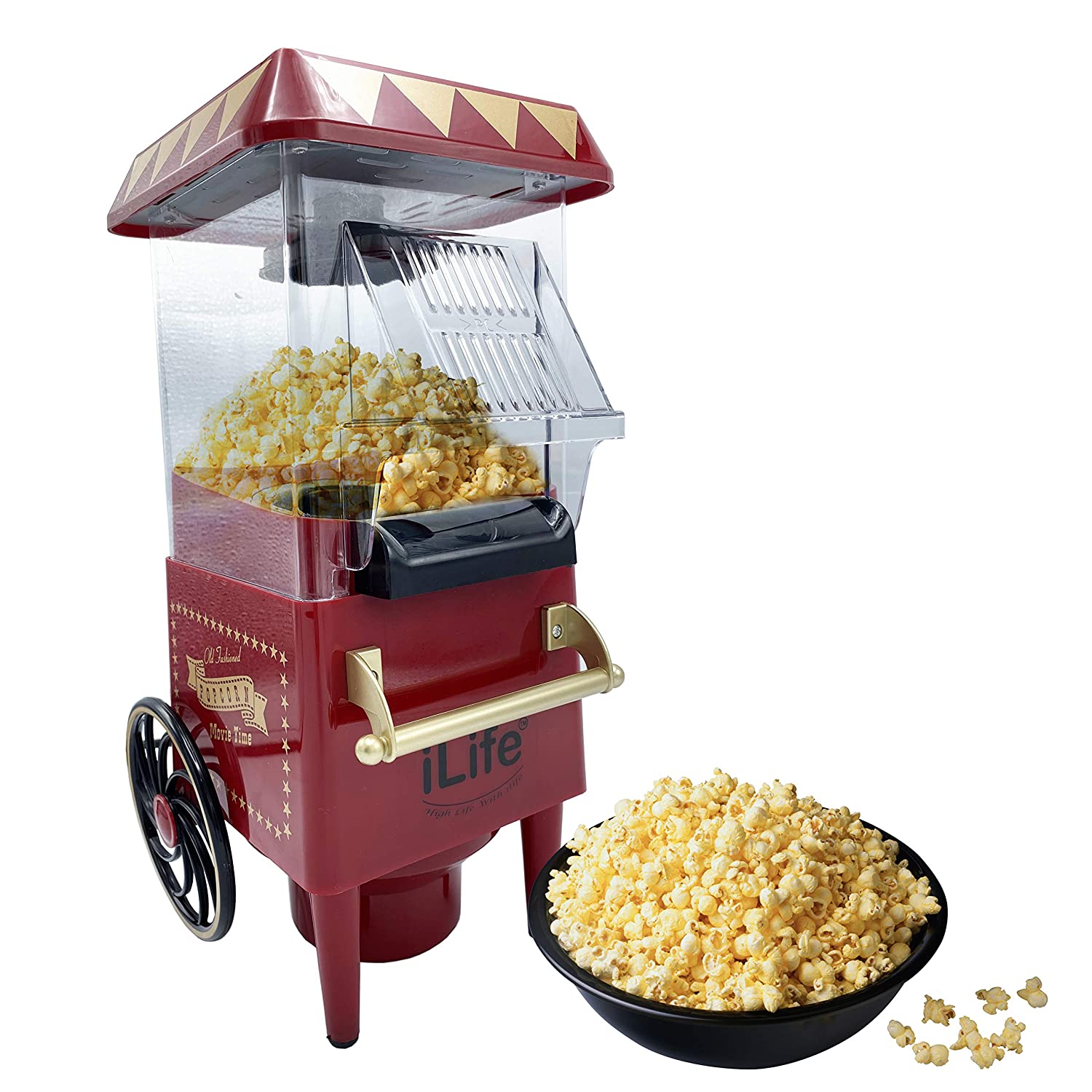 iLife Popcorn Machine, DIY Vintage Retro Electric Hot Air Popcorn Machine Family Party Tools Children's Gifts